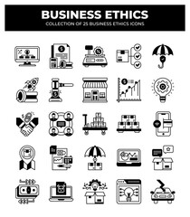 Collection of 25 Business Ethics Icons: Promoting Ethical Business Practices