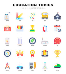 Set of Education Topics icons. Vector Illustration.
