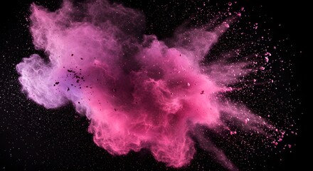 Exploding Pink Powder Burst on Black Backdrop