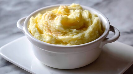 Creamy Mashed Potatoes in a White Bowl