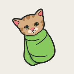 Burrito Baby Cat Meme Sticker Vector Cute Illustration