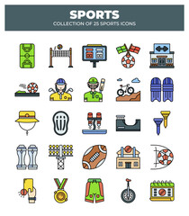Collection of 25 Sport Icons.  Graphics for Games. Equipment. and More