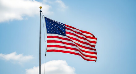 American Flag Waving Proudly Under a Clear Blue Sky