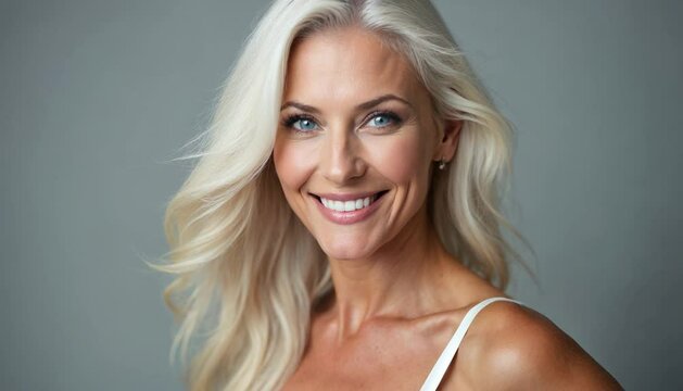 Footage. Timeless beauty: Portrait of a mature woman in lingerie. Senior female model posing in underwear - Powered by Adobe