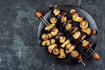 Roasted vegetable skewers.