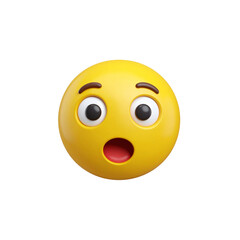 Illustration of a wow face icon. Bright yellow dimensional shape that expresses astonishment