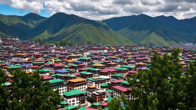 Serene larung gar buddhist academy in sichuan, china