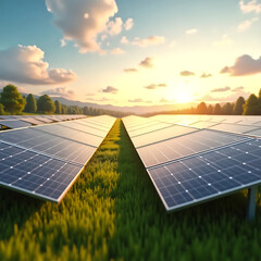 Solar cell board on the grassland