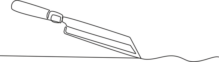 One continuous line drawing of kitchen knife equipment, Vector minimalist linear illustration, Knife kitchen continuous line. Continuous one line drawing knife pro