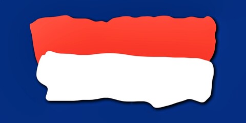 Illustration of the Indonesian flag red and white on a dark blue background. Indonesian independence day.