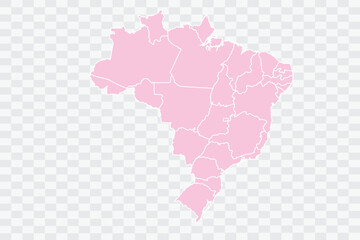 Brazil Map Blush Color on White Background quality files Png