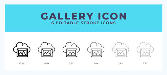 Gallery icon symbol. Outline. Lineal icon with editable stroke.