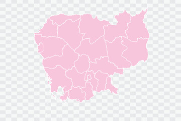 Cambodia Map Blush Color on White Background quality files Png