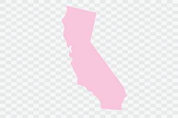 CALIFORNIA Map Blush Color on White Background quality files Png