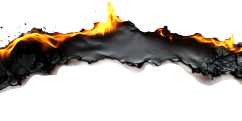 Burning paper abstract flame design isolated on a white background