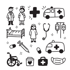 Medical Icon Set in Hand Drawn Style