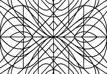 Abstract black and white wavy lines pattern, symmetrical design for backgrounds and copy space