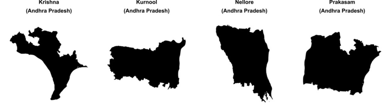 Krishna, Kurnool, Nellore, Prakasam outline maps