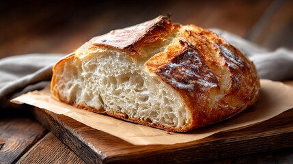 Freshly Baked Artisan Bread with Crusty Exterior and Soft Interior