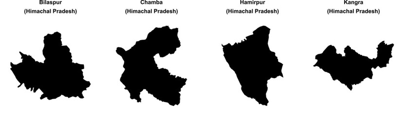 Bilaspur, Chamba, Hamirpur, Kangra outline maps