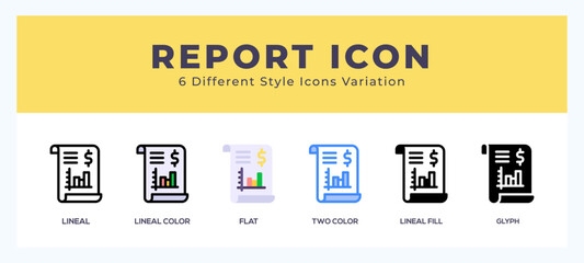 Report icon in different style vector illustration.