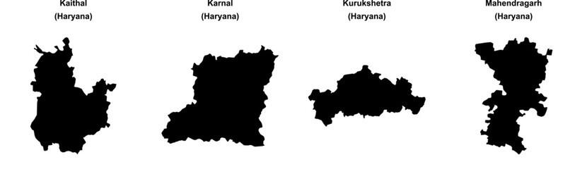Kaithal, Karnal, Kurukshetra, Mahendragarh outline maps