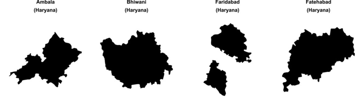 Ambala, Bhiwani, Faridabad, Fatehabad outline maps