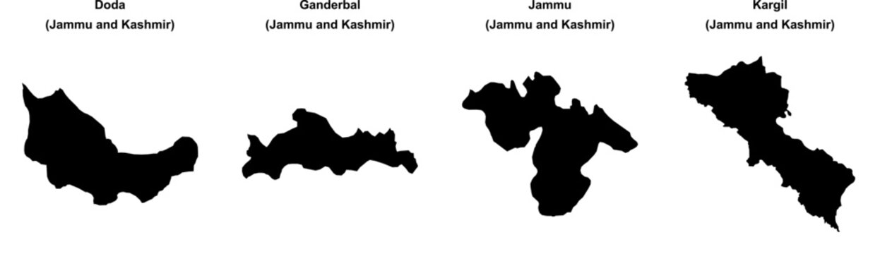 Doda, Ganderbal, Jammu, Kargil outline maps