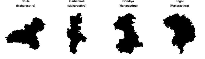 Dhule, Garhchiroli, Gondiya, Hingoli outline maps