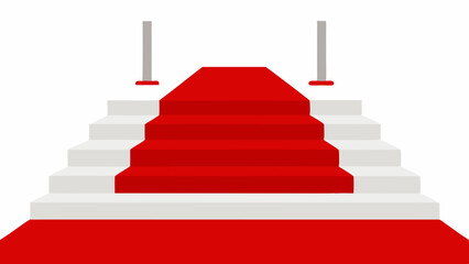 Elegant VIP White Platform with Red Carpet Stairs and Dramatic Curtains Vector Illustration Background