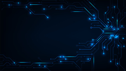 Technology abstract line circuit board blue innovation concept on dark background