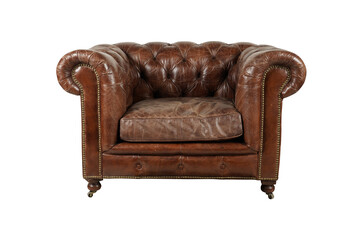 vintage leather armchair isolated on white  Artistic Leather Sofa 