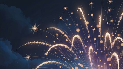Night Sky Fireworks: Celebration, Sparkle, and Festive Background Design Element for Events, Parties, and Celebrations