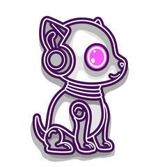 Obraz premium Cute robotic cat with headphones in playful design - Concept of AI 