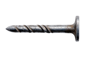 Close up of a metal screw with a spiral thread against a black background in a studio setting