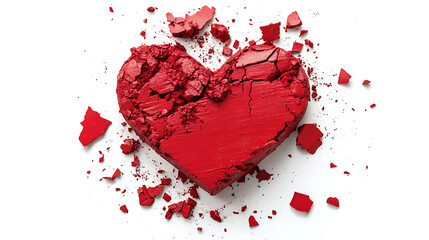 red heart made of blood on white background