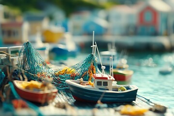 Obraz premium a toy fishing harbor scene