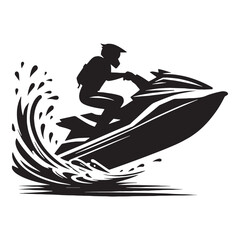 Wave Rider Jet Ski silhouette with strong lines – Jet Ski illustration – Minimalist Jet Ski vector – Vehicle silhouette

