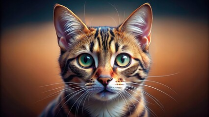 Cute cat, minimalist photo.  Beautiful eyes, playful pet.  Animal photography.