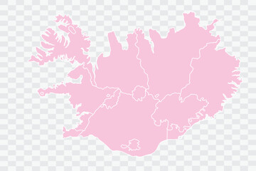 Iceland Map Blush Color on White Background quality files Png