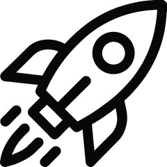 Rocket Launch Line Icon Startup Innovation and Space Exploration Symbol