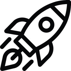 Rocket Ship Line Icon Space Exploration Startup and Launch Symbol