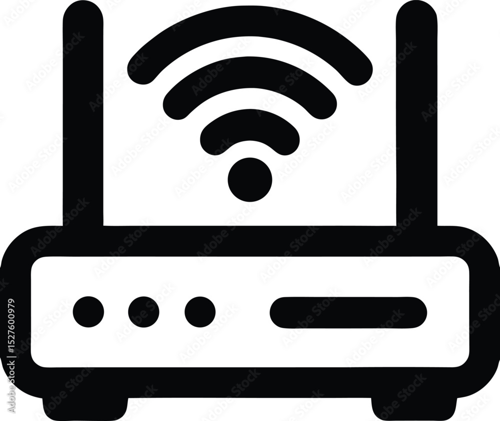 Fototapete Wireless Router Line Icon Wifi Internet Connection and Network Symbol