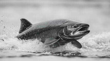 Fototapeta premium Majestic salmon leaping (1)