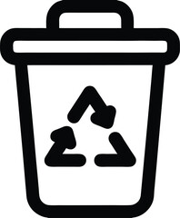 Trash Bin Recycle Line Icon Environmental Waste Management and Recycling Symbol