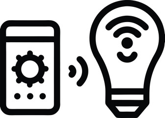 Smart Home Light Control Line Icon Automation and Technology Symbol