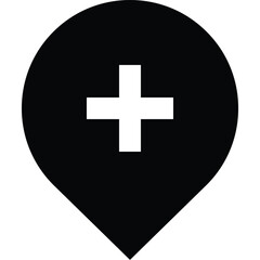 Location Pin Plus Line Icon Medical Emergency and Healthcare Symbol