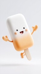 Cute cartoon popsicle character with happy face and orange gradient