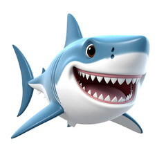 Smiling cartoon white shark 3D Icon
