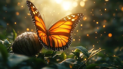 Majestic butterfly amidst nature's glow